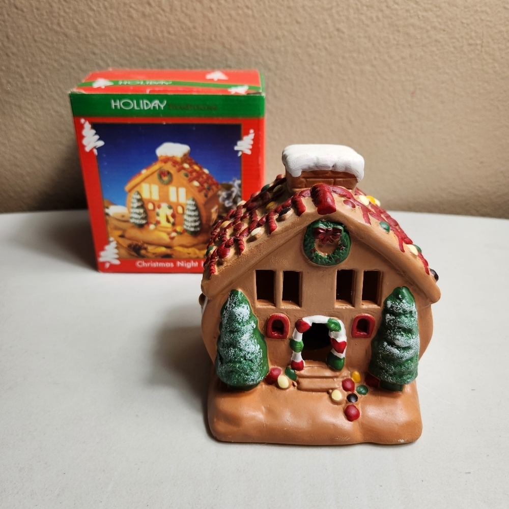 Holiday Traditions Christmas Night Light VTG Porcelain Gingerbread House